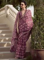 Pure Mal Mal Silk Pink Casual Wear Printed Saree